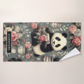 Schattige  Panda Floral Badhanddoek (Badhanddoek)