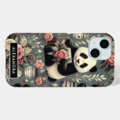 Schattige Panda Floral Case-Mate iPhone Case (Achterkant (horizontaal))