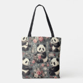 Schattige  Panda Floral Draagtas (Achterkant)