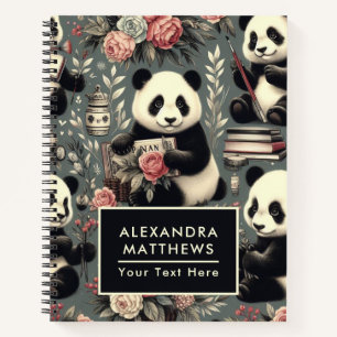 Schattige  Panda Floral Notitieboek
