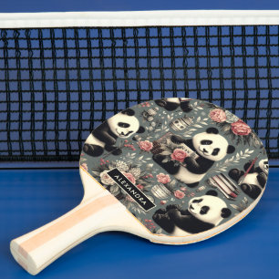 Schattige Panda Floral Tafeltennisbatje