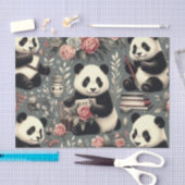 Schattige  Panda Floral Tissuepapier (Craft)