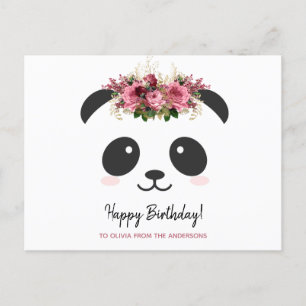 Schattige panda Gelukkige verjaardag gepersonalise Briefkaart