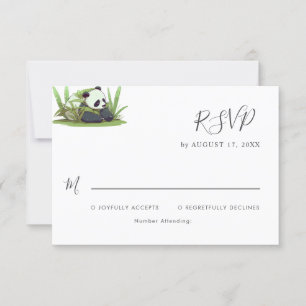 Schattige Panda Greenery Bamboo Verjaardagsfeest RSVP Kaartje
