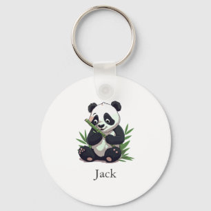 Schattige Panda Greenery Bamboo Verjaardagsfeest Sleutelhanger
