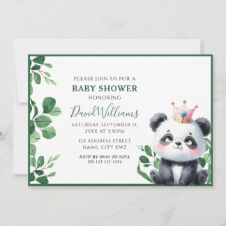 Schattige Panda Greenery Genderneutraal Baby showe Kaart