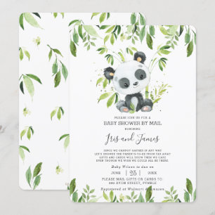 Schattige Panda Greenery Virtual Baby shower per M Kaart