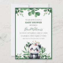 Schattige Panda Groene Bladeren Neutrale Baby Show