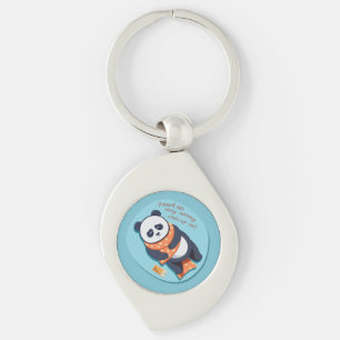 schattige panda heeft ochtendtelefoontje nodig sleutelhanger