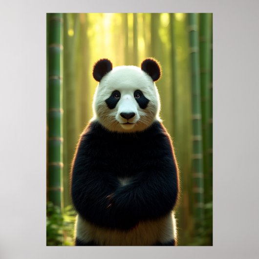 Schattige panda in een bamboebos poster (Voorkant)