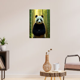 Schattige panda in een bamboebos poster