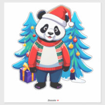Schattige panda in kerstmuts en kersttrui