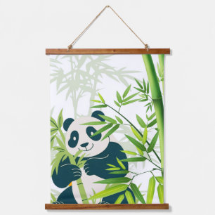 Schattige panda in zijn wereld hangend wandkleed