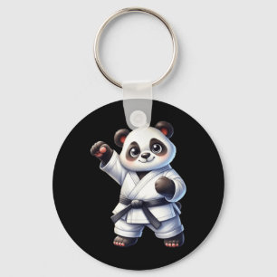 Schattige panda karate zwarte band vechtsport vech sleutelhanger