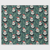 Schattige Panda kerstpatroon Cadeaupapier (Vlak)
