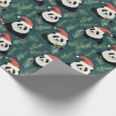 Schattige Panda kerstpatroon Cadeaupapier (Hoek)