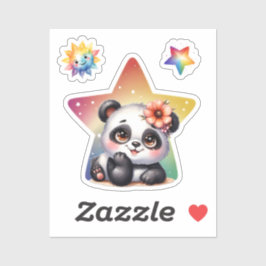 Schattige Panda kleurrijke ster, Panda Sticker