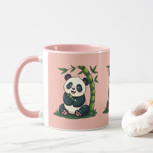 Schattige Panda Knuffelen Bamboe Schattigee Cartoo Mok (Met donut)