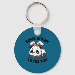 Schattige Panda Konijn Sommige Konijn Houdt Van Jo Sleutelhanger