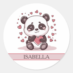 Schattige Panda Liefde - Gepersonaliseerd Ronde Sticker