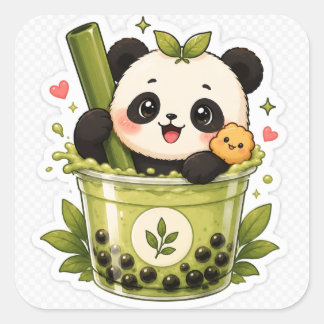 Schattige Panda Matcha Bubble Tea Sticker | Kawaii