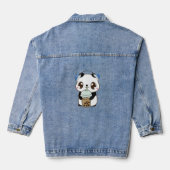 Schattige Panda met Bubble Tea Denim Jacket (Achterkant)