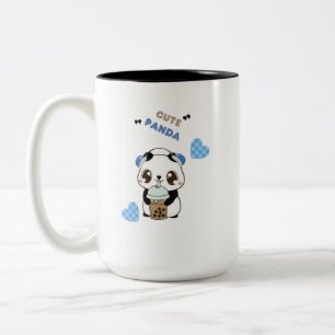 Schattige Panda met Bubble Tea Tweekleurige Koffiemok