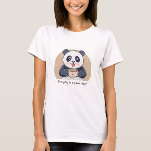 Schattige panda met koffie t-shirt