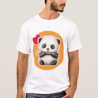 Schattige panda met zijn bamboestok t-shirt