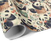 Schattige  Panda naadloos schilderen Cadeaupapier (Rol Hoek)