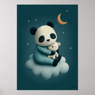 Schattige panda op wolk kinderkamer slaapkamertijd poster