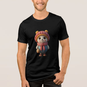 Schattige Panda-personage in winteroutfit - Cozy C Tri-Blend Shirt