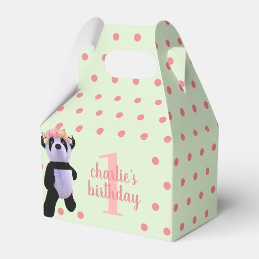 Schattige Panda Polka Dot Verjaardagsfeestje Favor Bedankdoosjes (Voorkant Zijde)