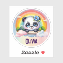 Schattige Panda regenboog met  naam Sticker