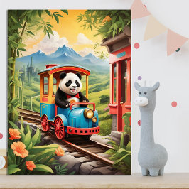 Schattige Panda Treinrit AI Kunst Poster