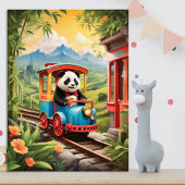 Schattige Panda Treinrit AI Kunst Poster