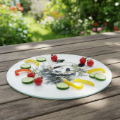 Schattige panda tussen bamboewaterkleur snijplank