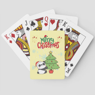 schattige panda vrolijk kerstfeest  Pokerkaarten