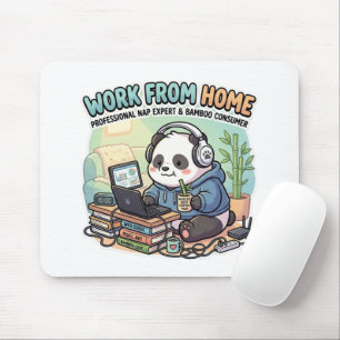 Schattige Panda Werkt Vanuit Huis   Muismat