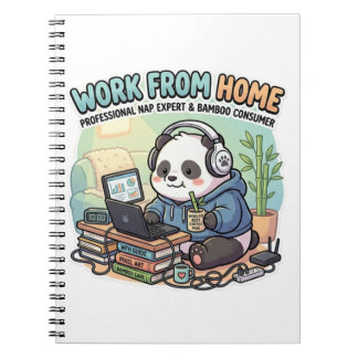 Schattige Panda Werkt Vanuit Huis Notitieboek