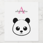 Schattige Panda Wine Label – Aangepast Monogram Di Wijn Etiket (Enkel label)