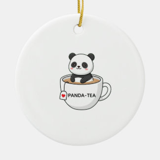 Schattige Panda Zittend In Een Theekop Keramisch Ornament