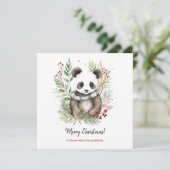 Schattige Pandababy Rustic Kerst botanicals (Staand voorkant)