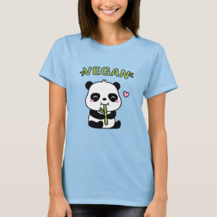 Schattige pandabeer die bamboe eet Vegan T-shirt