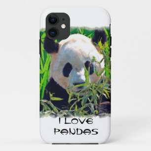 Schattige Pandabeer met smakelijke bamboe bladeren iPhone 11 Hoesje