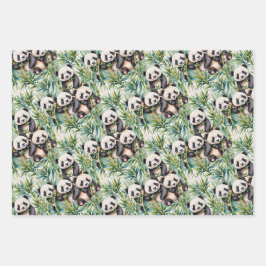 Schattige panda's en bamboe  inpakpapier vel