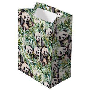 Schattige panda's en bamboe  medium cadeauzakje