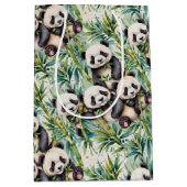 Schattige panda's en bamboe medium cadeauzakje (Voorkant)