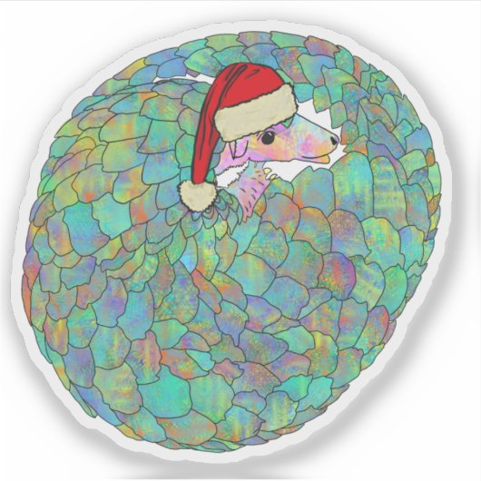 Schattige pangolin met een Santa hat Sticker (Voorkant)
