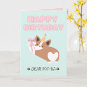 Schattige papaver in een Pet Happy Birthday-pasta Kaart (Gele Bloem)